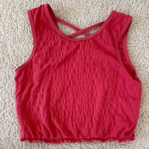 Maddie Style Nordstrom Girls size M 8-10 pink crop tank top waffle ruffled